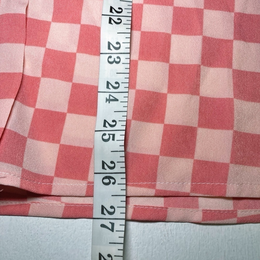 Pretty Garbage Pink Checkered Print Long Sleeve Button Down Shirt - Picture 9 of 10